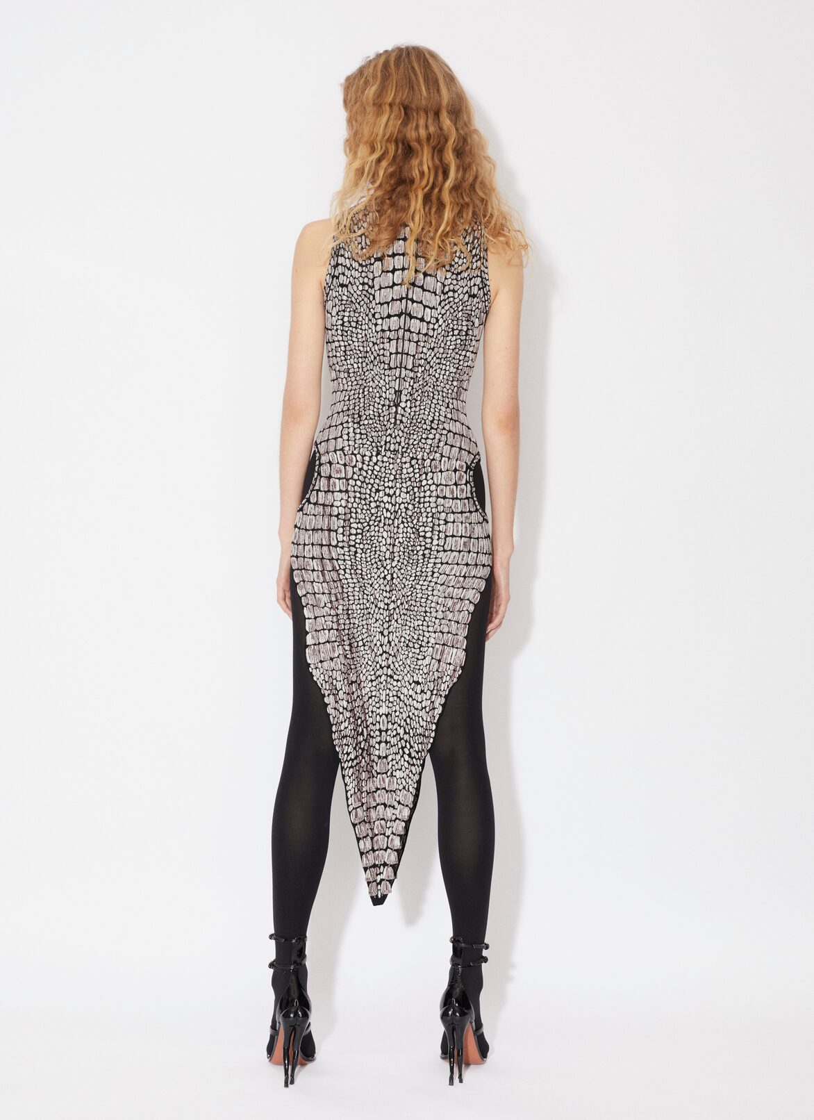 Crocodile Jacquard Dress  ALAÏA BROWN CROCODILE JACQUARD DRESS